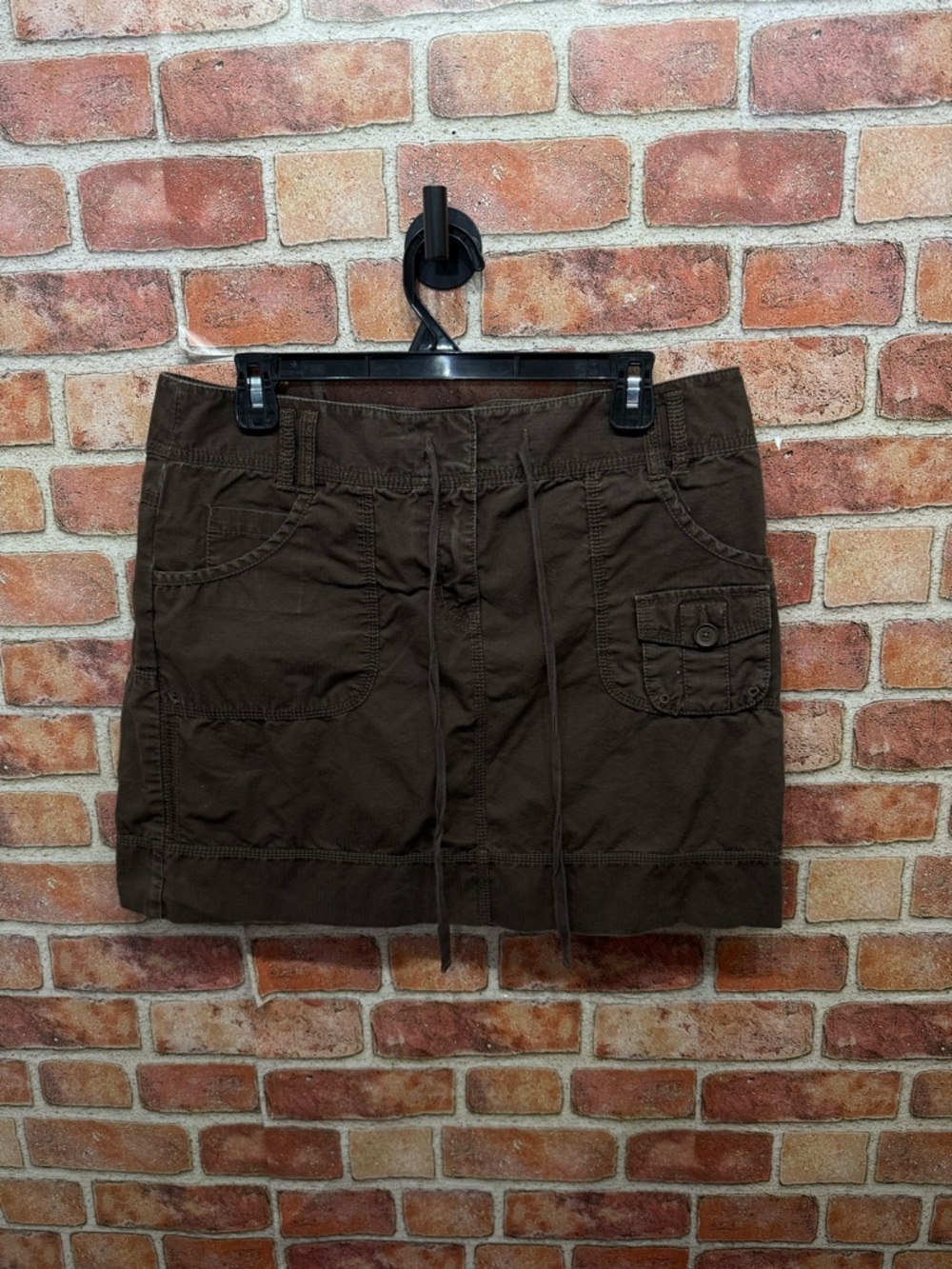 90’s y2k retro Utility Drawstring cargo cotton skirt with button pocket detail